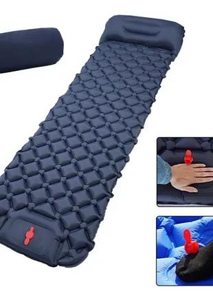 Надувной туристический матрас 188х58х6см, outdoor sleeping / походный каремат с подушкой