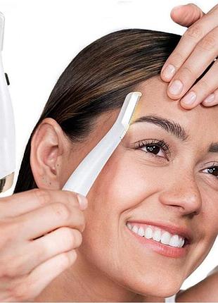 Жіночий тример для обличчя flawless dermaplane, білий, з led підсвіткою, 6 лез із японської сталі