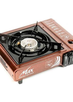 Портативная газовая плита max ms-2500lpg коричневый, туристическая газовая плитка на баллончиках на 1 конфорку