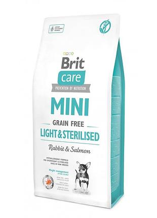 Корм сухой brit care grain free mini light sterilised для взрослых собак мелких пород с лишним весом или стерилизованных с к