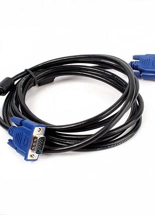 Кабель vga-vga male/male 5 м, відеокабель для монітора та проектора з феритовими фільтрами