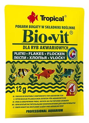 Корм tropical bio-vit для травоядных аквариумных рыб хлопья 12 г