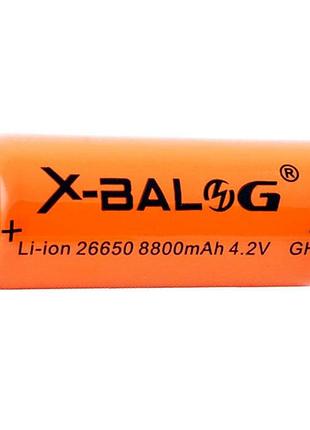 Акумулятор 26650 x-balog li-ion 4.2 v 8800 mah жовтогарячий, акумуляторна батарея 26650 для прожектора