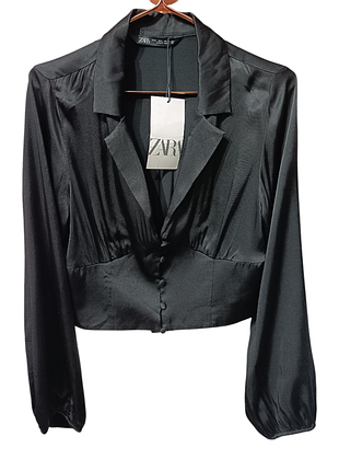 Zara,нова чорна атласна блуза р.м-л