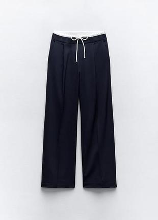 Базовые широкие брюки wide leg с двойным поясом