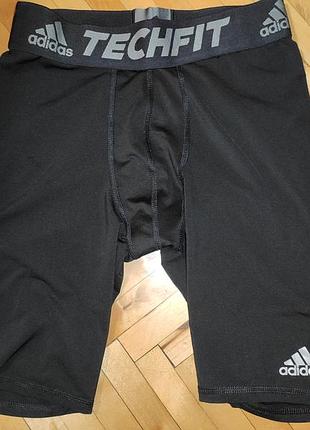 Спорт черные компрессионные тренировочные шорты трусы adidas techfit.s-m