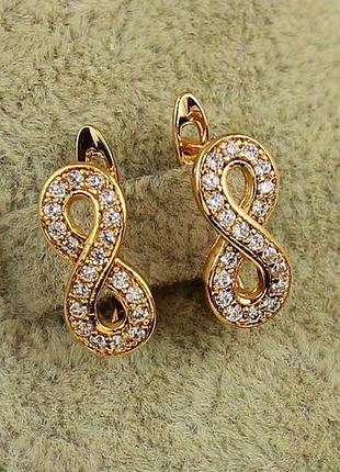 Серьги xuping jewelry восьмерки 1,4 см золотистые love-shopping