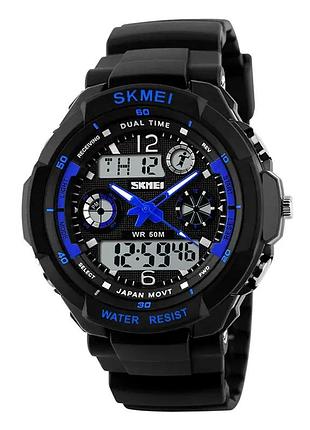 Детские спортивные наручные часы skmei 1060 s-shock синий