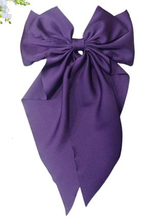 Заколка автомат для волос бант фиолетовый шелковый hand made 17х32см