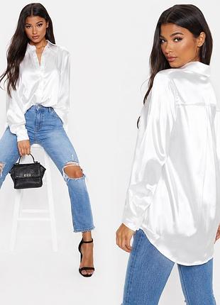 Сатинова сорочка оверсайз prettylittlething
