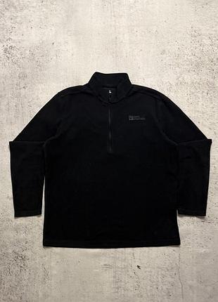 Оригінальна чоловіча чорна кофта фліска jack wolfskin 2/3 zip в ідеальному стані розмір s-m