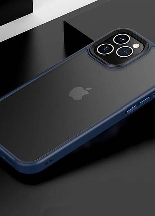Tpu+pc чехол metal buttons для apple iphone 11 pro max (6.5") синий