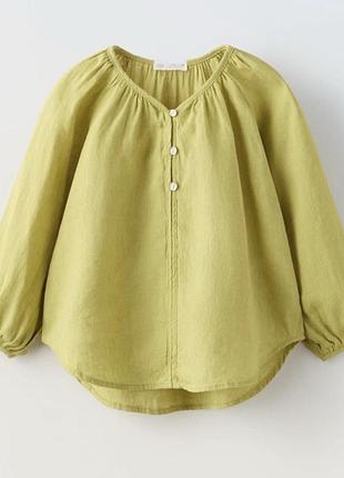 New collection! красива лляна сорочка/рубашка/блуза/туніка zara для дівчинки 6-7 років