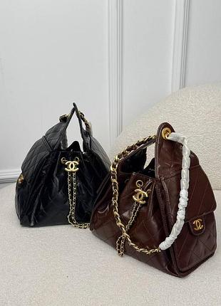Женская сумка премиум 25 bag brown/black with gold hardware