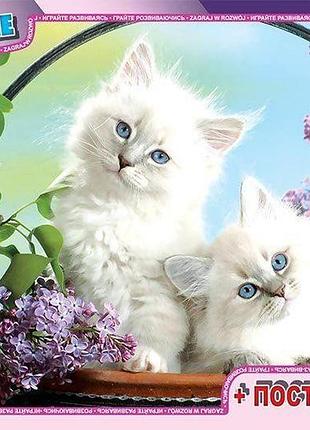 Пазлы котята 70 деталей для детей яркая картинка с милыми котятами в сирени постер в подарок