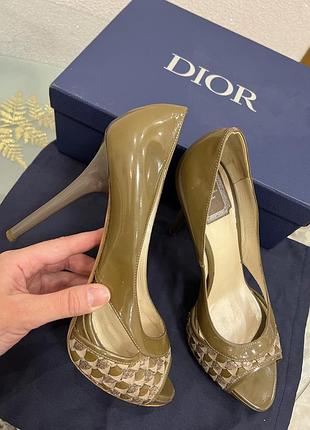 Оригінальні туфлі босоніжки dior високий кабук шкіра