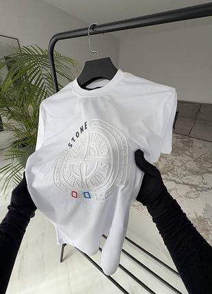 Футболка stone island білий та чорний колір