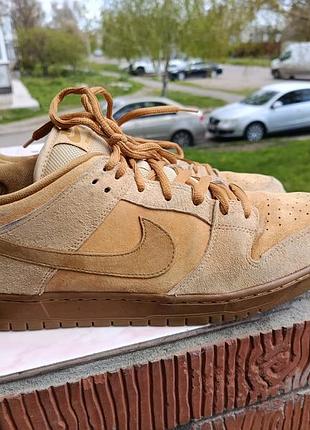 Кроссовки nike sb dunk low pro wheat / замшевые мужские кеды / р. 48.5 (32 см)
