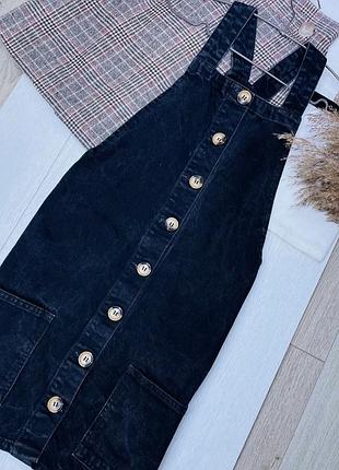 Джинсова сукня denim co xs коротке плаття на лямках графітова сукня на ґудзиках