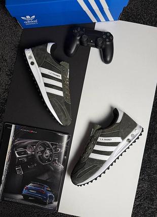 Adidas la trainer dark khaki white