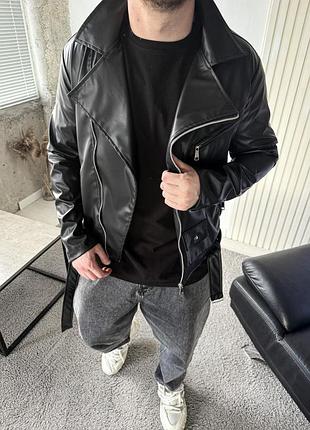 Косуха мужская черная эко кожа