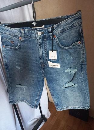Новые мужские джинсовые шорты pull &amp; bear с рваным эффектом 46 размер