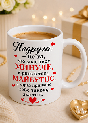🌸 чашка 330 мл «подруга — это та, кто знает твое прошлое, верит в твое будущее, а сейчас принимает тебя такой, какая ты есть» | душевный подарок 🌸