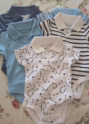 Боди поло для мальчиков 0-6 месяцев hanes на короткий рукав 5 шт + на длинный в подарок