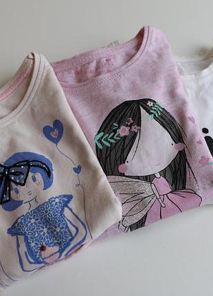 Лонгсливы m&s на девочку 6-8 лет 3 шт 2