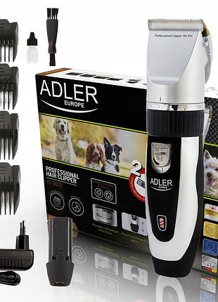 Машинка для стрижки животных adler ad 2823 35 вт аккумуляторная 2 батарейки керамическое лезвие титановая головка 4 насадки