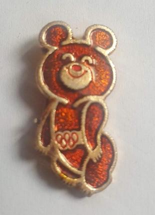 Значок, брошка мишка олимпиада 1980 ссср