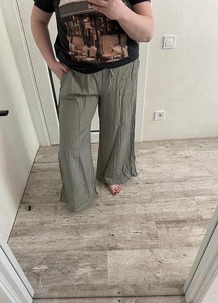 Новые тонкие широкие свободные брюки на резинке 50-54 р zara