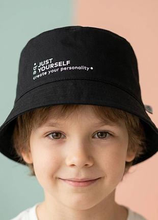 ​🖤 стильна чорна панама "just be yourself" для хлопчика (р. 48)