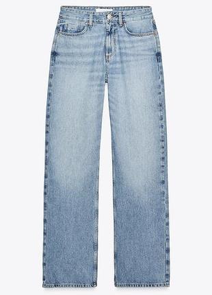 Прямые голубые джинсы с легким клешем на высокой посадке z1975 high-waist bootcut rigid из новой коллекции new collection zara new original.