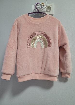 Флісова кофта з паєтками від h&m на 4-6 років