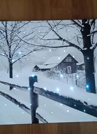 Led - картина 30*40/"зимний пейзаж"/англия