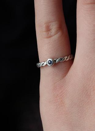 Серебро 925 натуральный сапфир кольцо спиралька