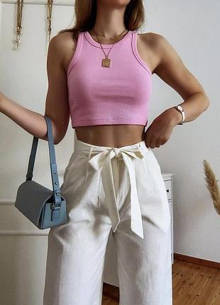 Базовий укорочений топ у рубчик халтер zara майка топік маєчка зара