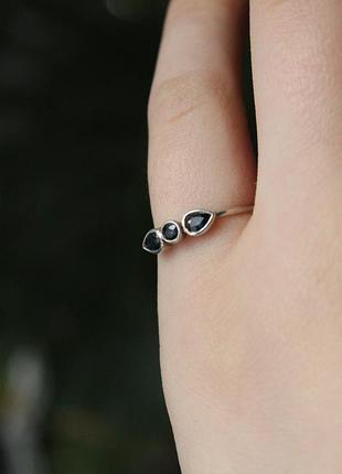 Серебро 925 натуральные сапфиры нежное эльфийское кольцо