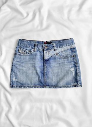 Vintage diesel вінтаж джинсова міні спідниця с дистресами y2k