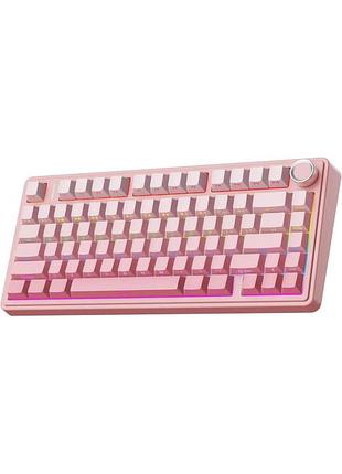 Клавиатура беспроводная механическая aula f75 с rgb подсветкой 75% hot-swap pink