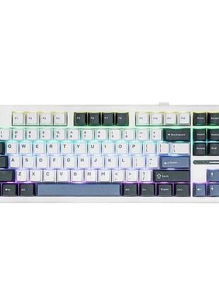 Клавиатура беспроводная механическая aula f87 pro с rgb подсветкой 75% hot-swap white blue
