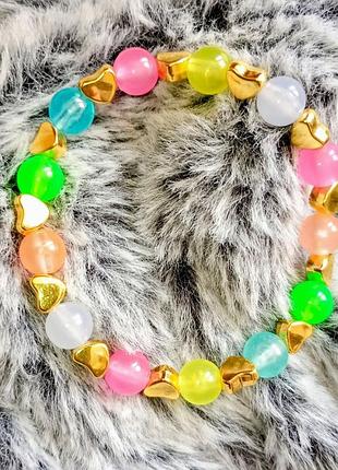 Бусы для кошки из искусственных камушков с сердечками. светится в темноте.278.