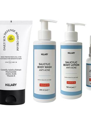 Комплекс для борьбы с акне на теле и защиты от солнца spf 50+ hillary body acne control & sun protection complex