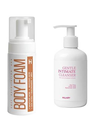 Комплекс для м’якої ексфоліації тіла та інтимної гігієни hillary soft body exfoliation & intimate hygiene complex
