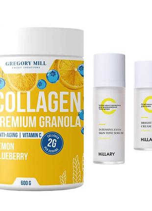 Набор выравнивание тона с витамином с с коллагеновой гранолой hillary vitamin c radiance & even tone kit with collagen granola