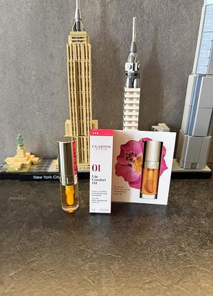 Clarins lip comfort oil 01 honey • оригінал • мініатюра • олія для губ 1,4 ml