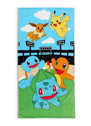 Полотенце pokemon 70 х 140. покемон пикачу детское махровое хлопковое банное пляжное для моря пляжа махра хлопок