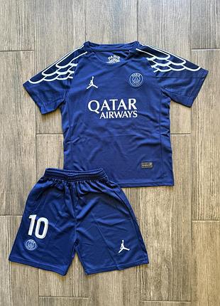 Дитяча футбольна форма псж джордан футболка та шорти, psg jordan для дітей дембеле дуе забарний неймар роналдіньйо