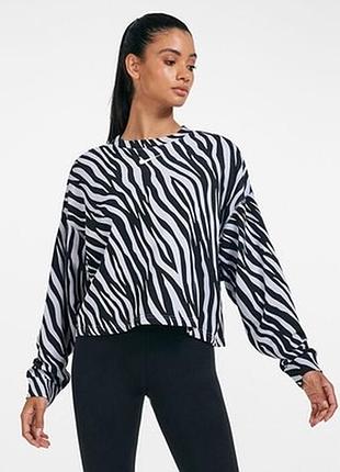 Толстовка nike icon clash з принтом зебри crew active pullover xs, чорна, лавандова